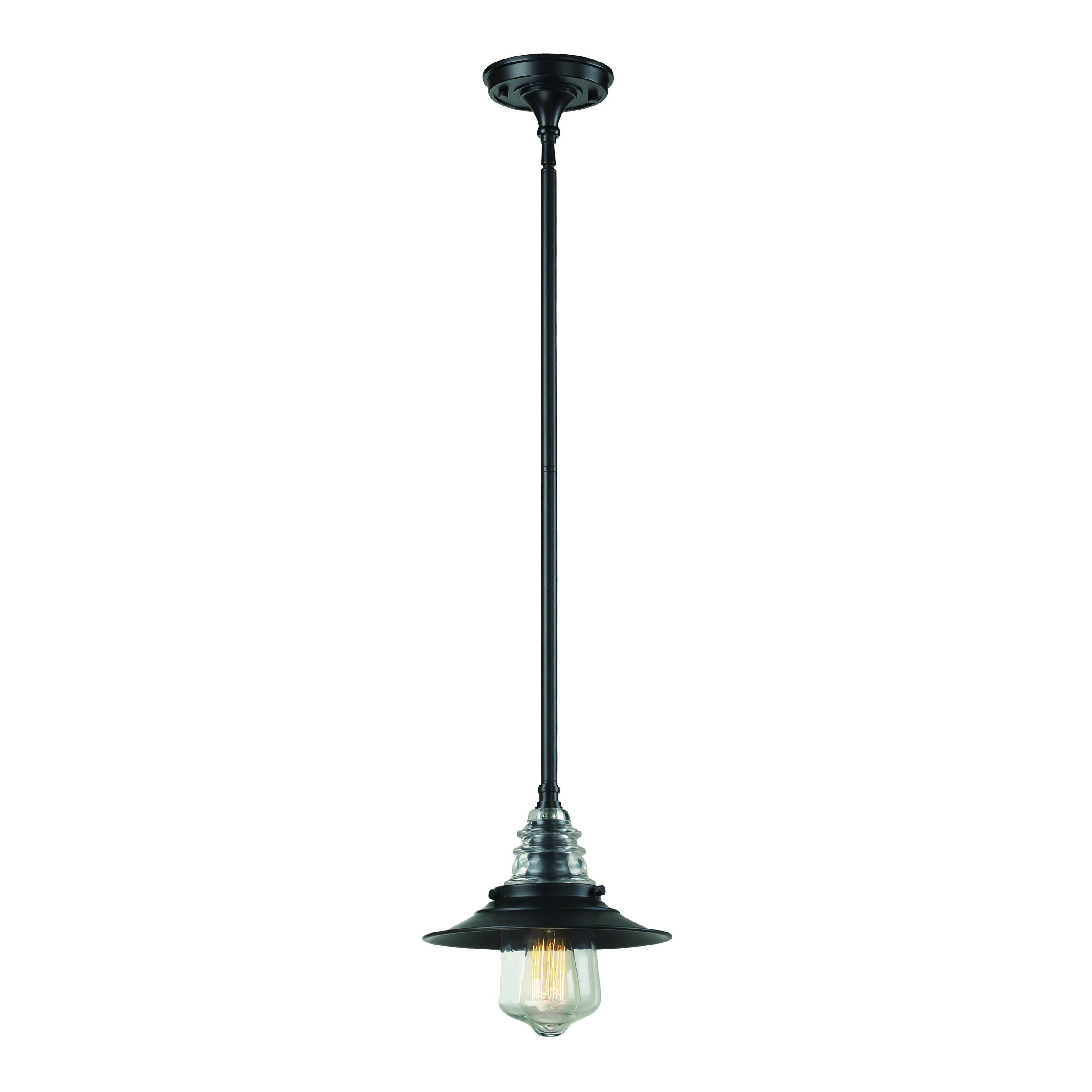 Insulator Glass 9" Wide 1-Light Mini Pendant - Oiled Bronze