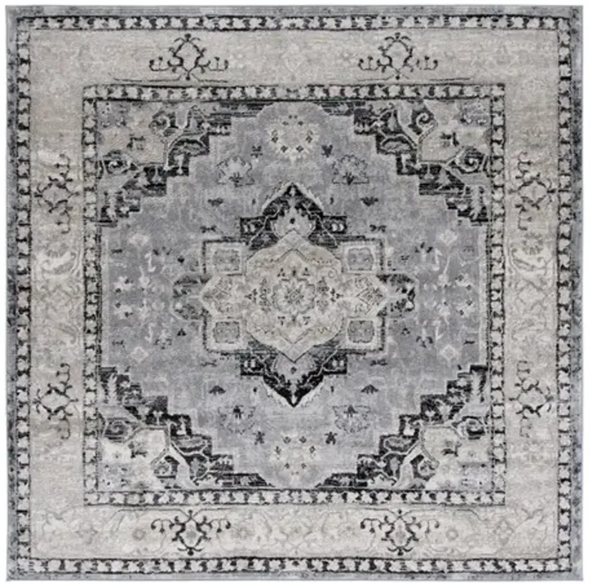 Brentwood 851 Silver / Black 6'-7" X 6'-7" Square Square Powerloomed Rug