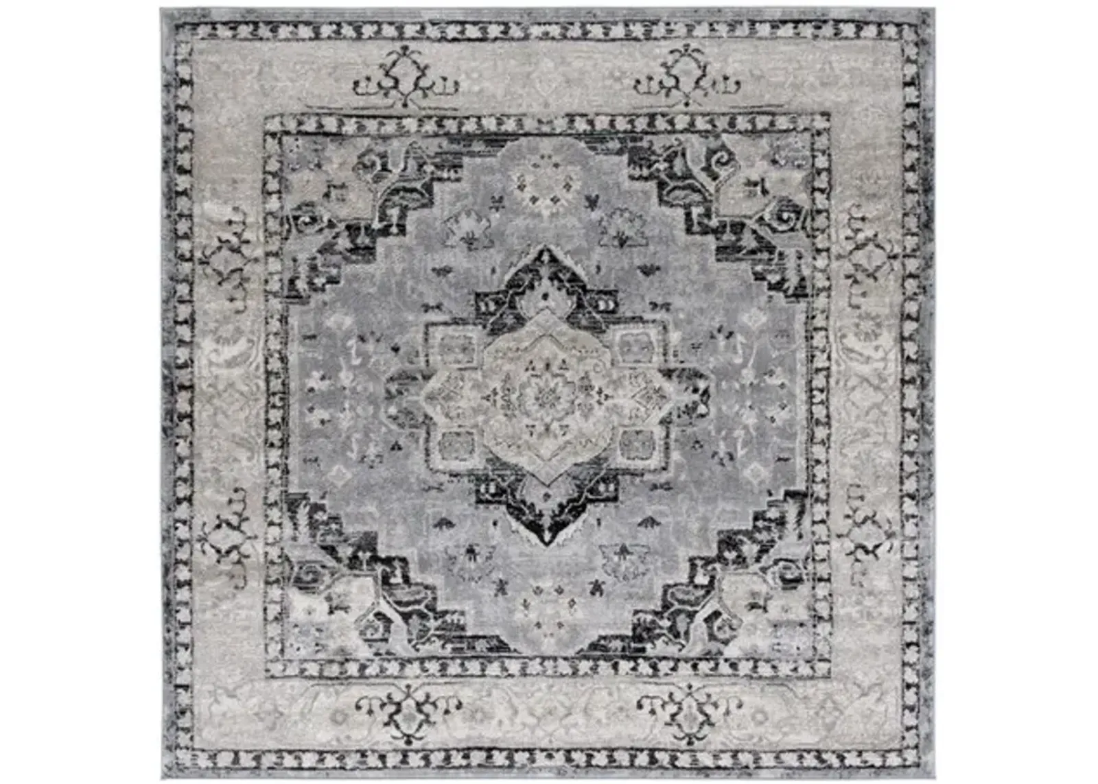 Brentwood 851 Silver / Black 6'-7" X 6'-7" Square Square Powerloomed Rug