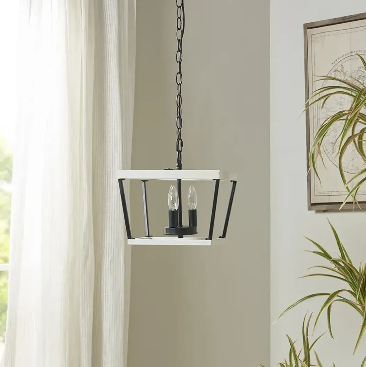 INK+IVY Adele White/Black Farmhouse Metal Pendant