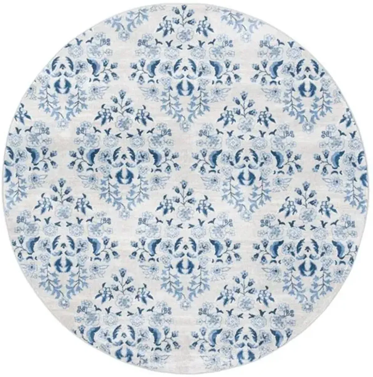 Brentwood 856 Cream / Blue 6'-7" X 6'-7" Round Round Powerloomed Rug