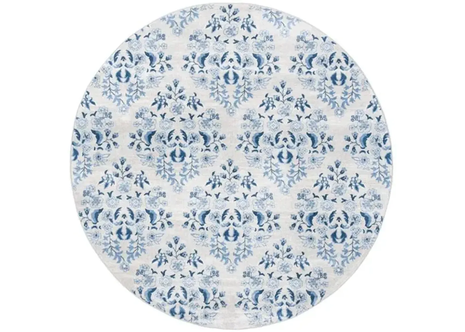 Brentwood 856 Cream / Blue 6'-7" X 6'-7" Round Round Powerloomed Rug