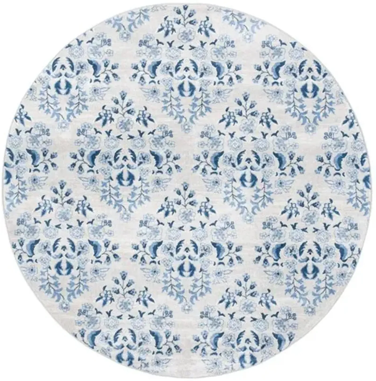 Brentwood 856 Cream / Blue 6'-7" X 6'-7" Round Round Powerloomed Rug