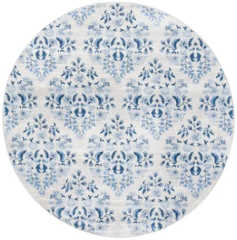 Brentwood 856 Cream / Blue 6'-7" X 6'-7" Round Round Powerloomed Rug