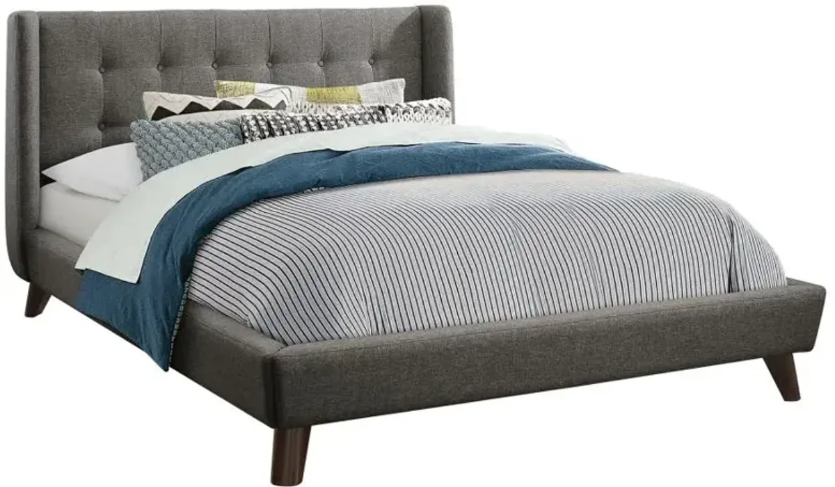 Carrington Button Tufted California King Bed Grey