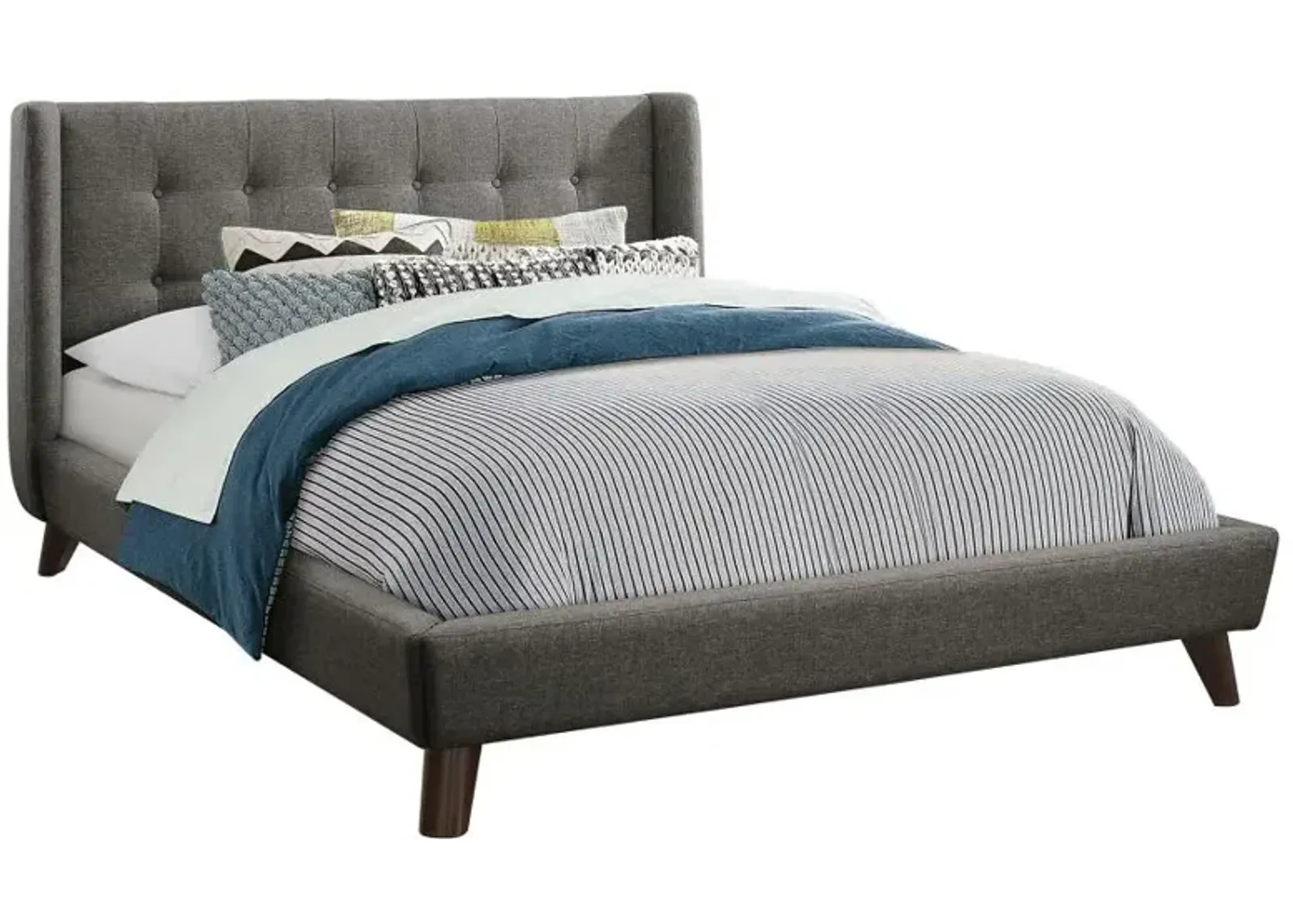 Carrington Button Tufted California King Bed Grey