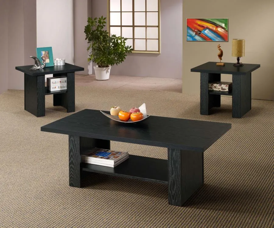 Aclare 3-Piece Occasional Table Set Black Oak