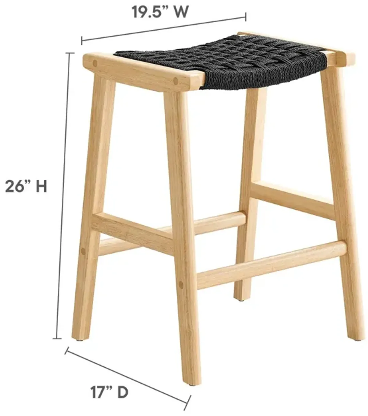 Saoirse Woven Rope Wood Counter Stool - Set of 2