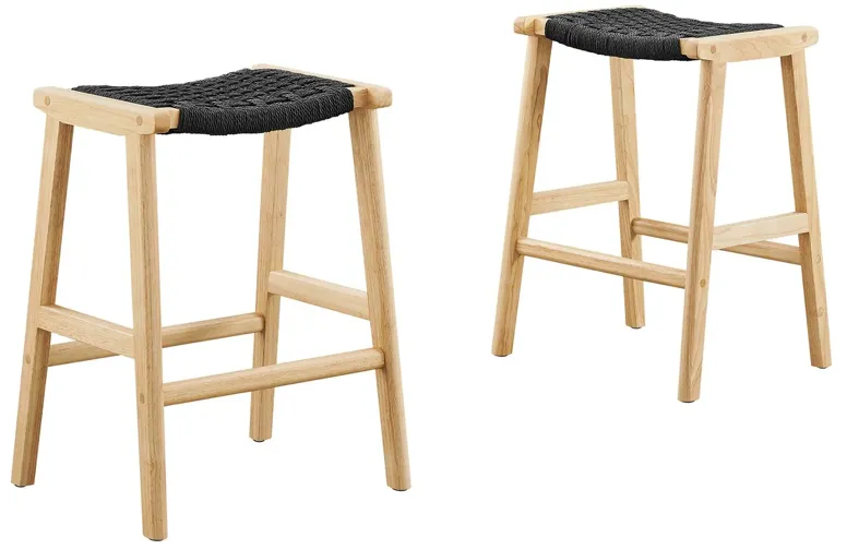 Saoirse Woven Rope Wood Counter Stool - Set of 2