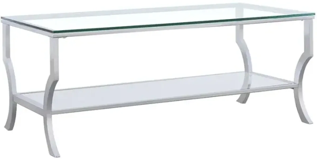 Saide Rectangular Coffee Table with Mirrored Shelf Chrome