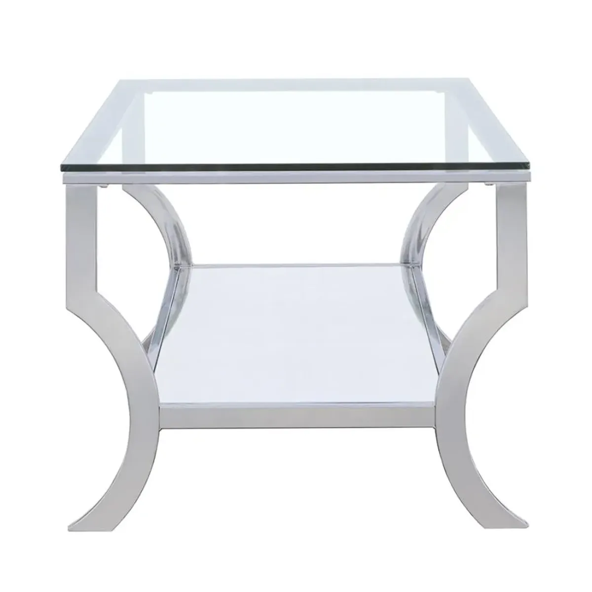 Saide Rectangular Coffee Table with Mirrored Shelf Chrome