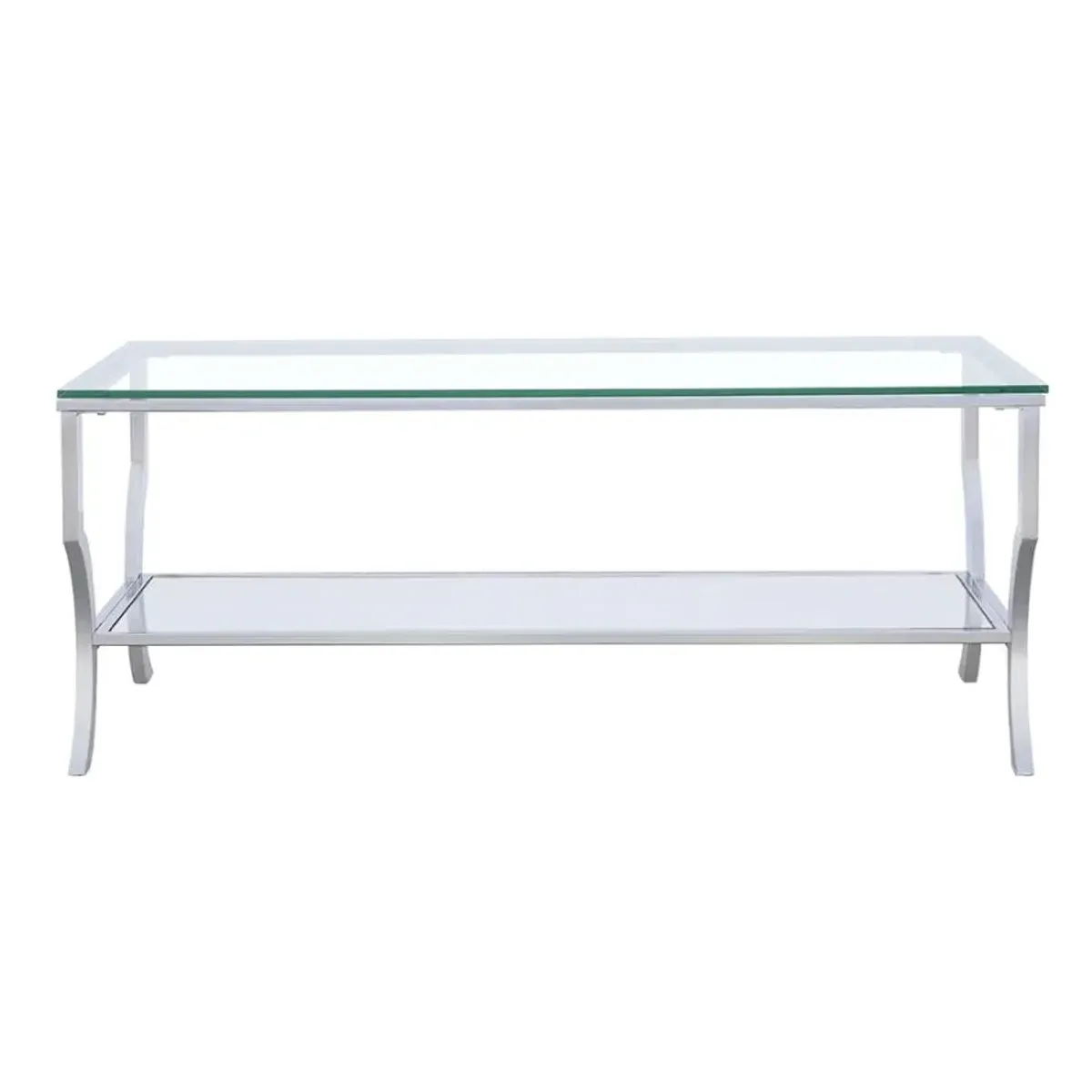 Saide Rectangular Coffee Table with Mirrored Shelf Chrome