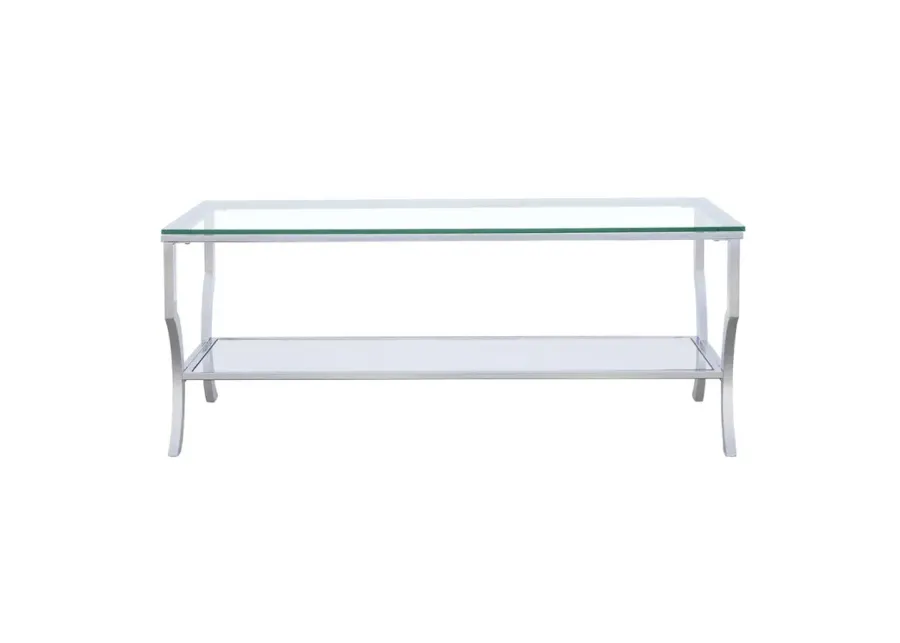 Saide Rectangular Coffee Table with Mirrored Shelf Chrome