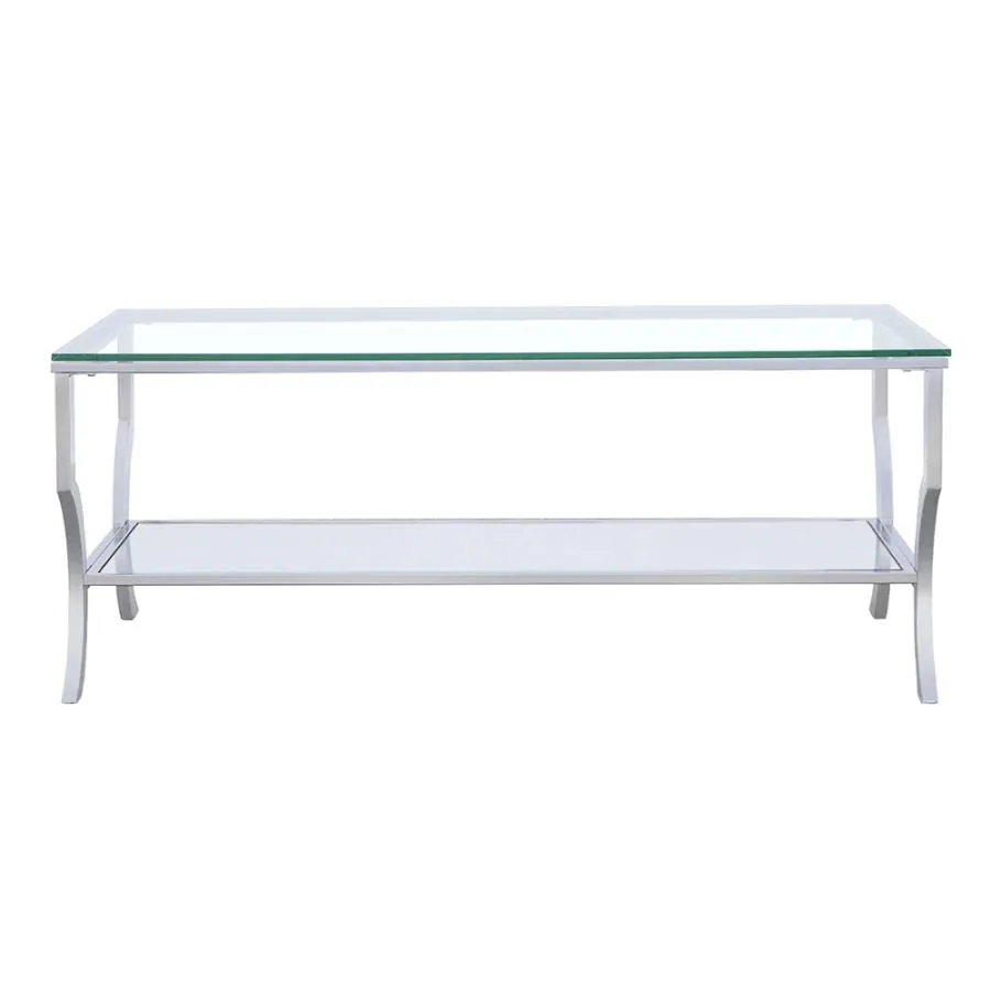 Saide Rectangular Coffee Table with Mirrored Shelf Chrome