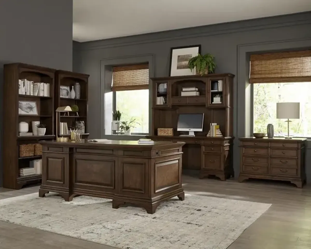 Hartshill Credenza with Hutch Burnished Oak