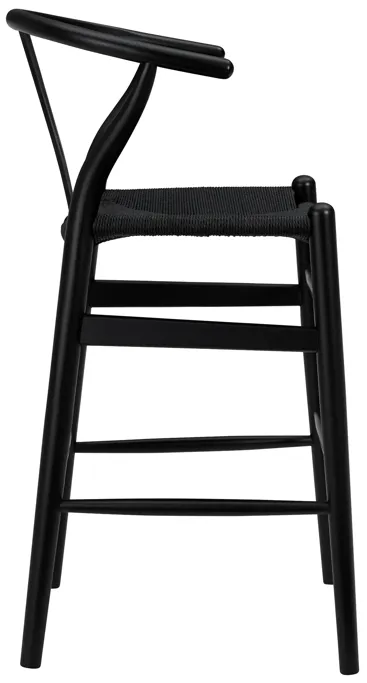 Evelina-C Counter Stool with Black Stained Framed and Black Rush Seat