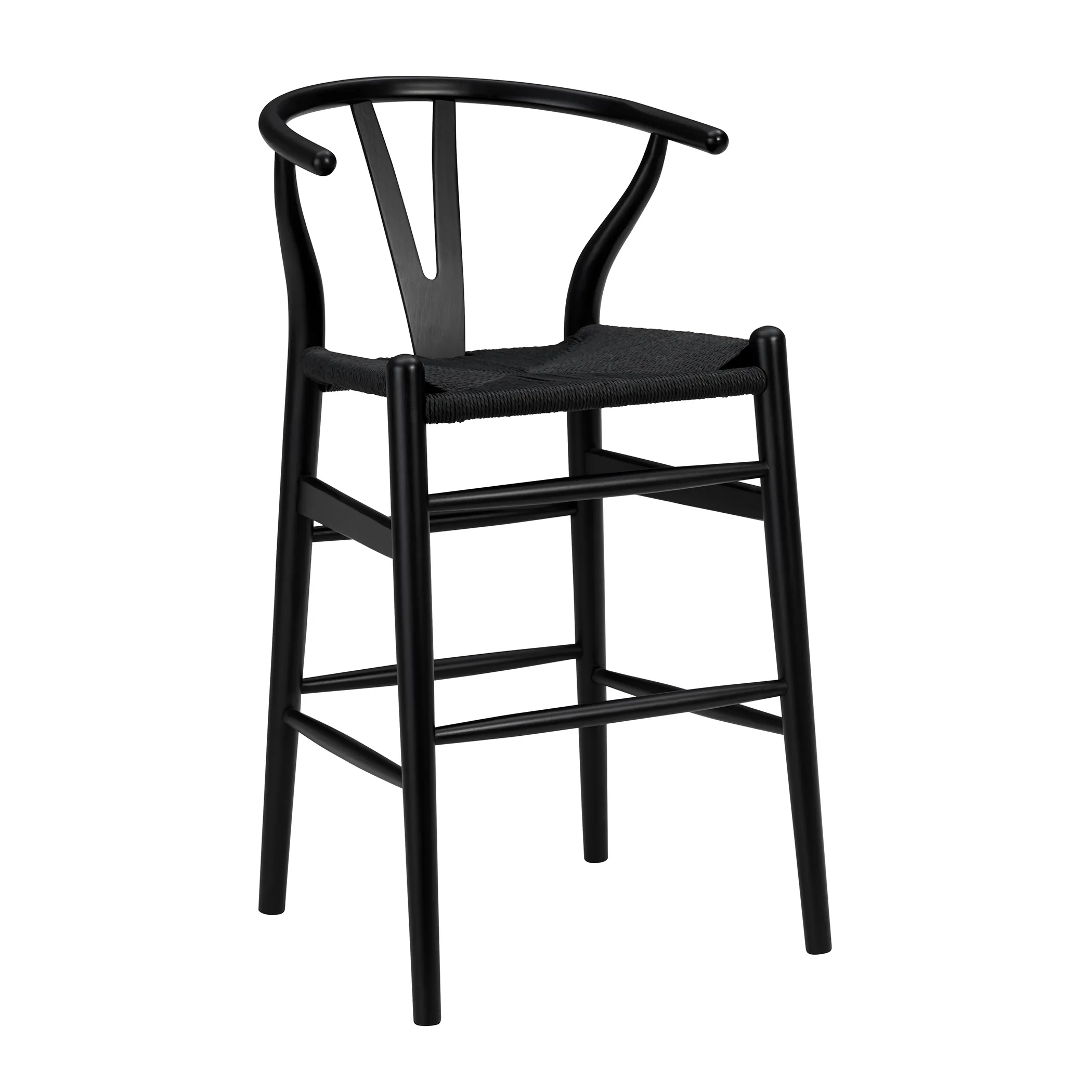 Evelina-C Counter Stool with Black Stained Framed and Black Rush Seat