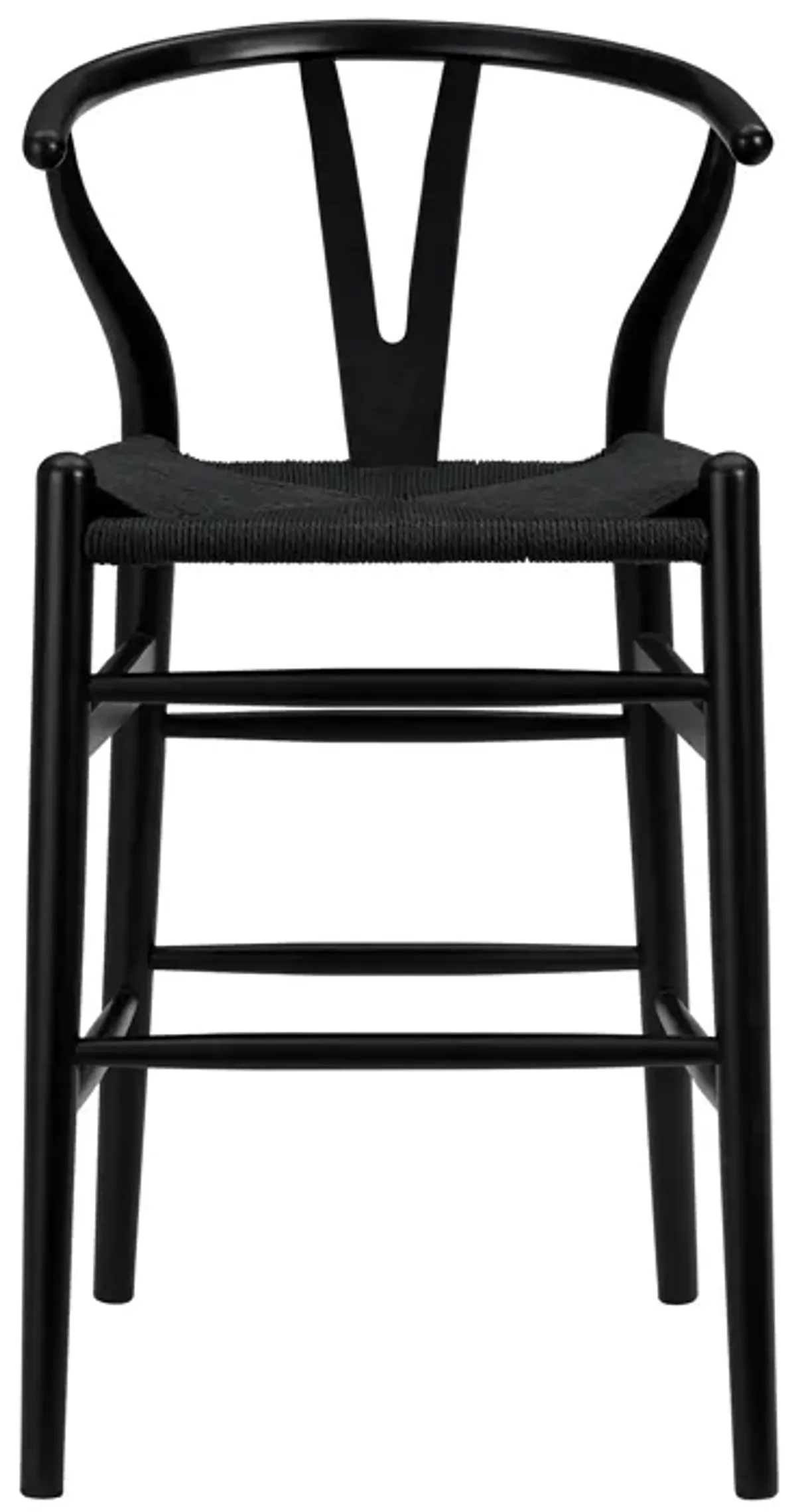 Evelina-C Counter Stool with Black Stained Framed and Black Rush Seat