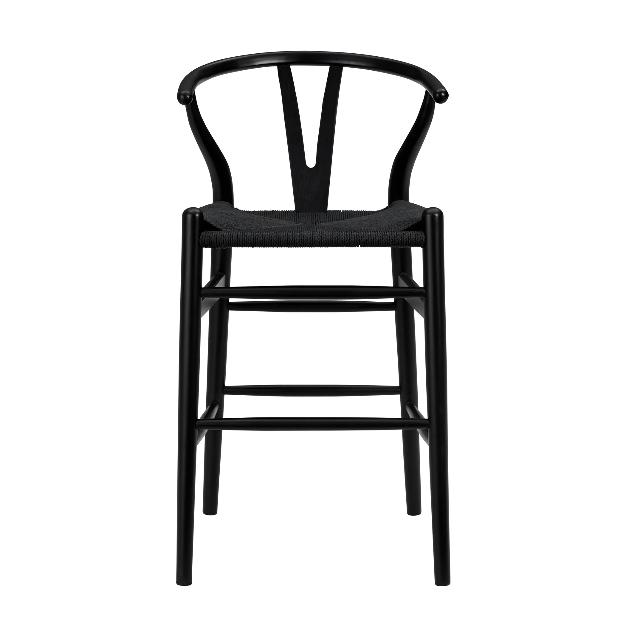 Evelina-C Counter Stool with Black Stained Framed and Black Rush Seat