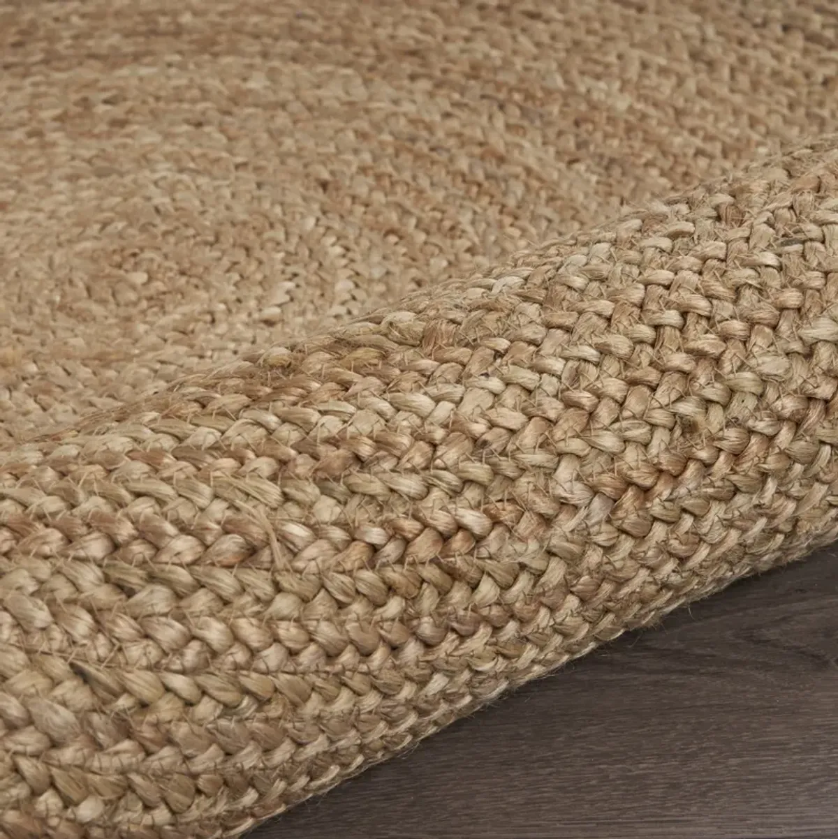 Nature Tan Contemporary Gradient Organic Jute Indoor Round Area Rug 6'