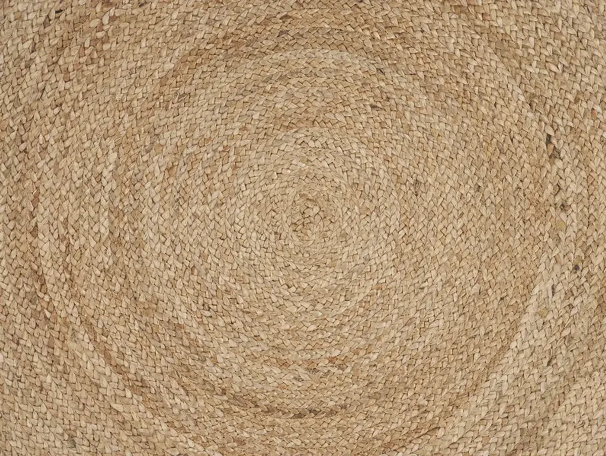 Nature Tan Contemporary Gradient Organic Jute Indoor Round Area Rug 6'