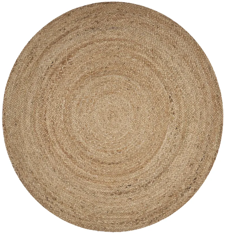 Nature Tan Contemporary Gradient Organic Jute Indoor Round Area Rug 6'