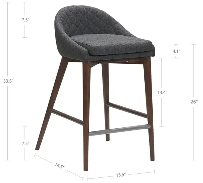 Mila Counter Stool - Dark Grey (Set of 2 Chairs)