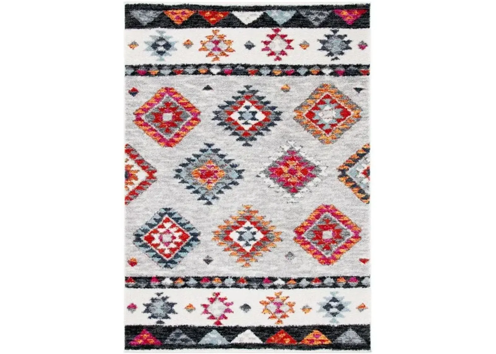 ADIRONDACK Contemporary Grey / Red 4' X 6' Powerloomed Rug