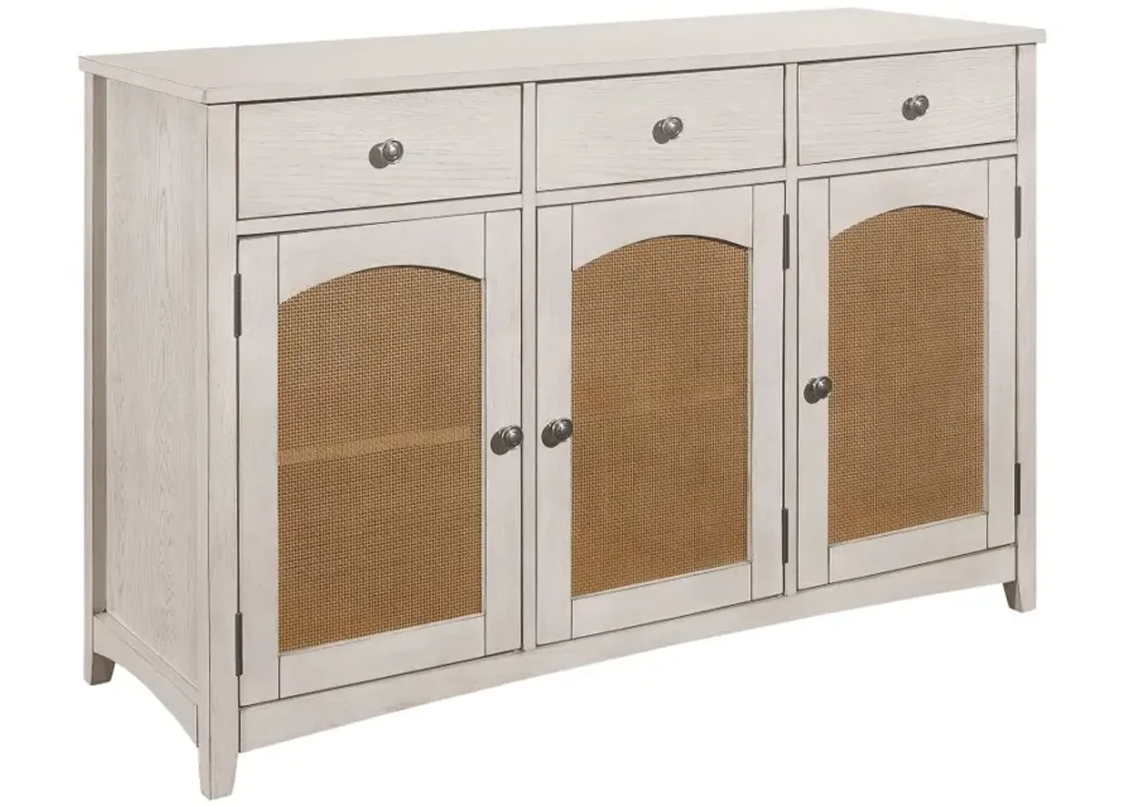 Kirby 3-drawer Rectangular Server with Adjustable Shelves Natural and Rustic Off White