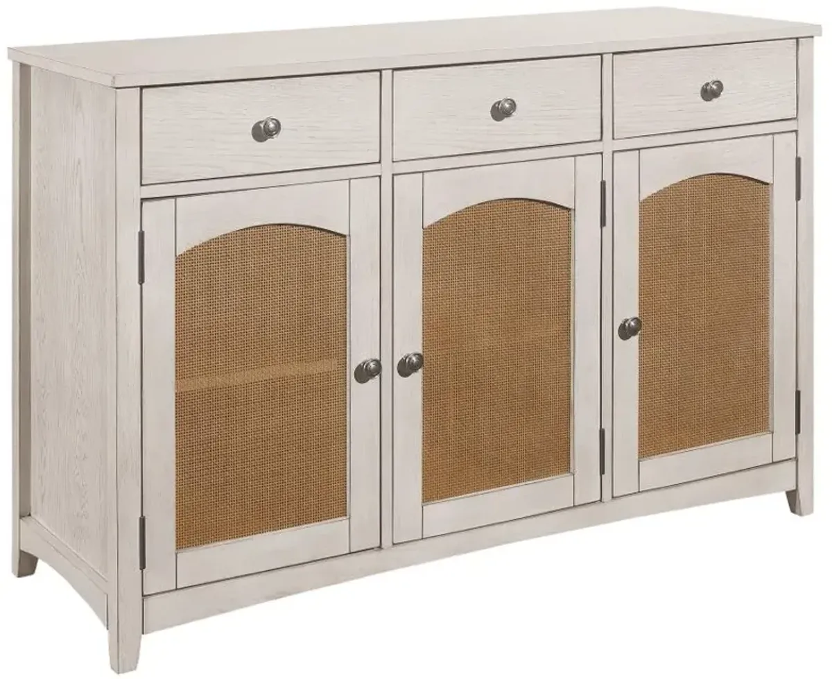 Kirby 3-drawer Rectangular Server with Adjustable Shelves Natural and Rustic Off White