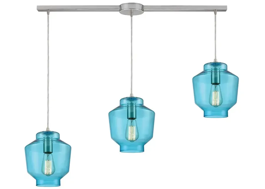 Barrel 38" Wide 3-Light Mini Pendant - Satin Nickel