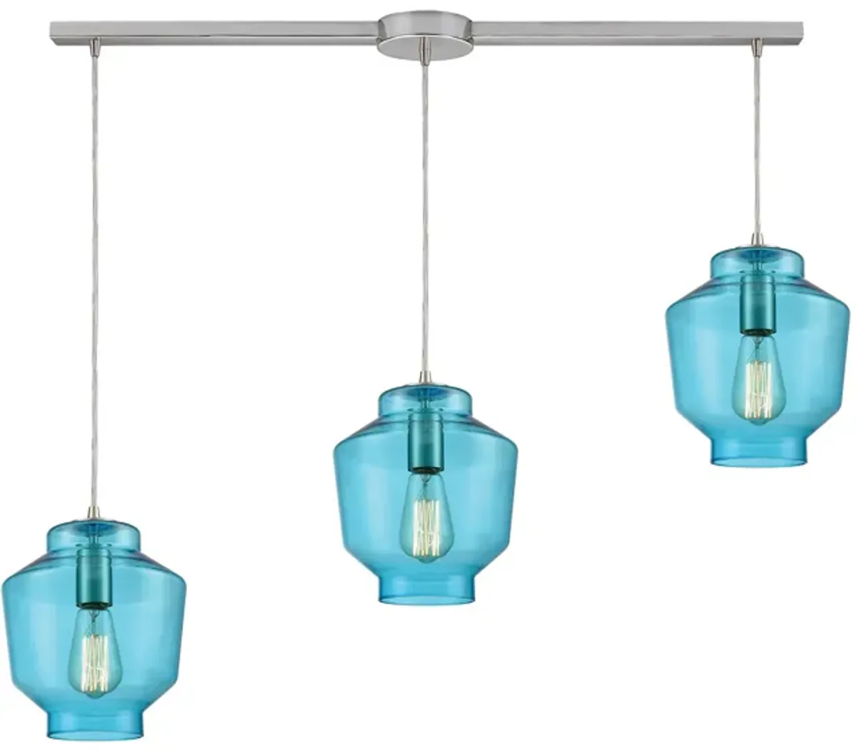 Barrel 38" Wide 3-Light Mini Pendant - Satin Nickel