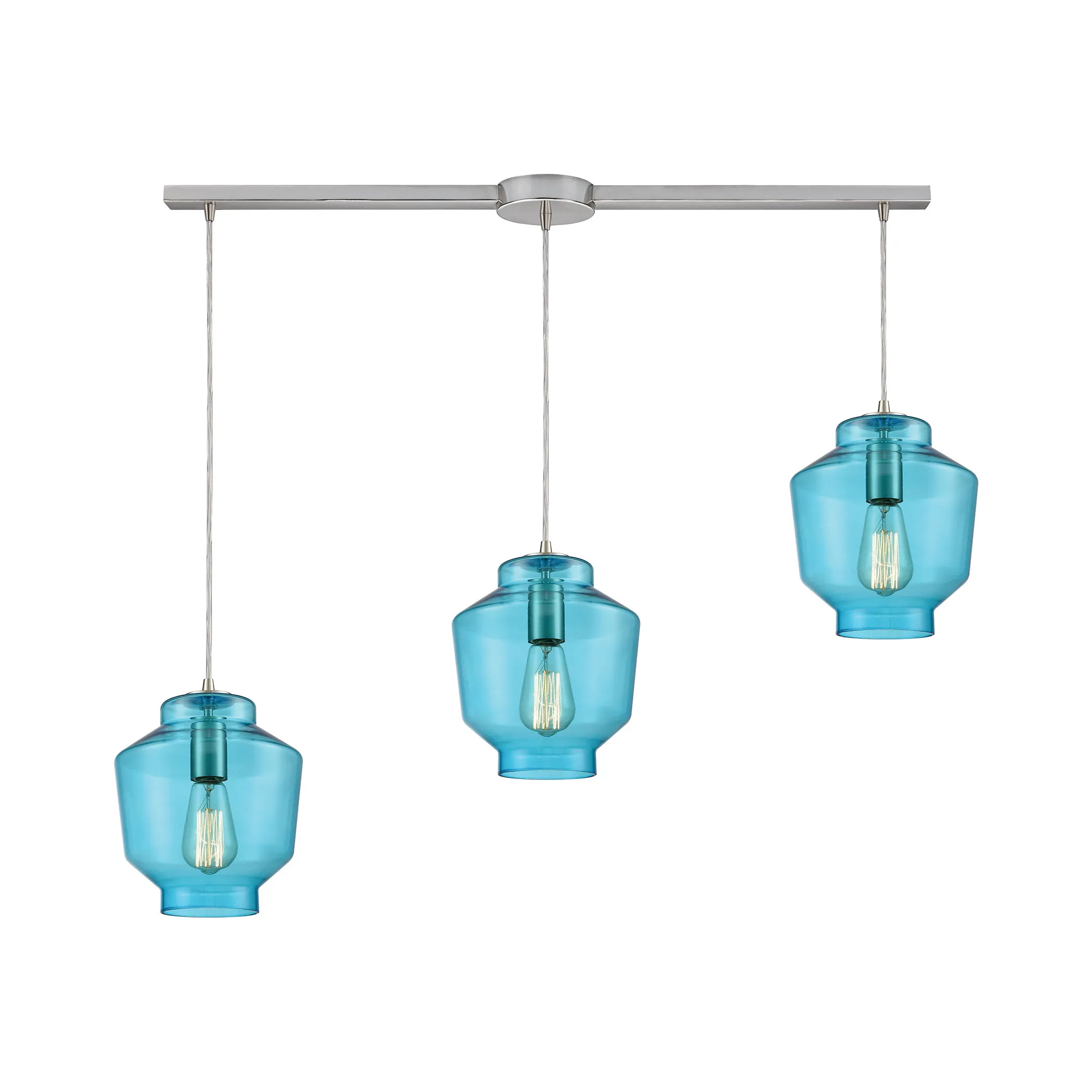 Barrel 38" Wide 3-Light Mini Pendant - Satin Nickel