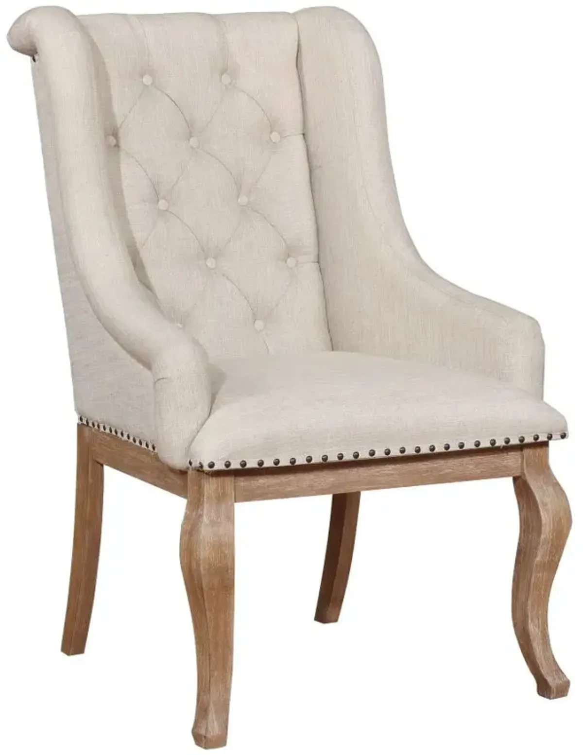 Brockway Tufted Arm Chairs Cream and Barley Brown (Set of 2)