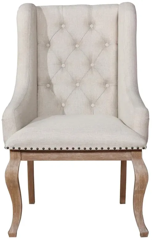 Brockway Tufted Arm Chairs Cream and Barley Brown (Set of 2)