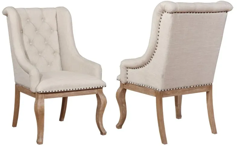 Brockway Tufted Arm Chairs Cream and Barley Brown (Set of 2)