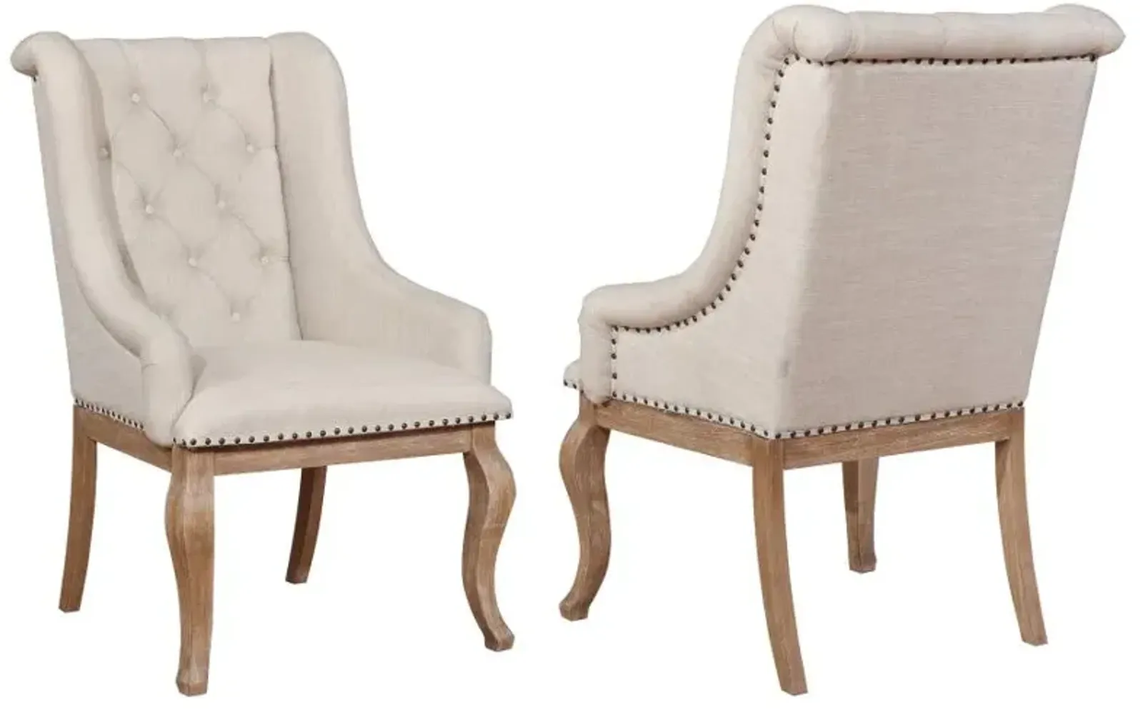 Brockway Tufted Arm Chairs Cream and Barley Brown (Set of 2)