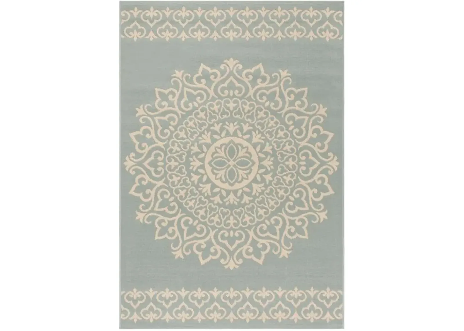 LINDEN 183 Collection LND183L-4 Cream / Aqua 4' X 6'