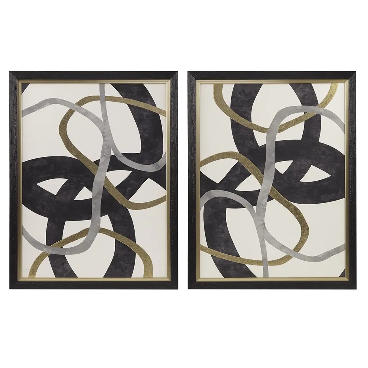 Madison Park Moving Midas Foil Abstract 2-Piece Framed Canvas Wall Art Set