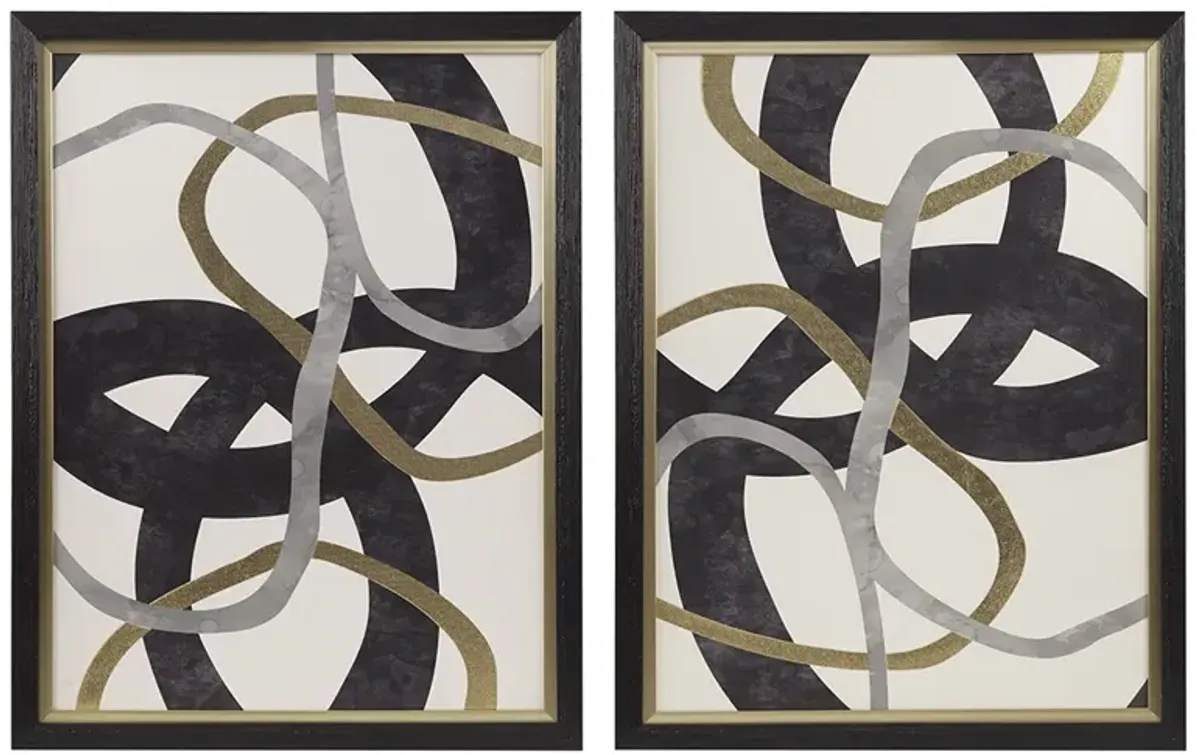 Madison Park Moving Midas Foil Abstract 2-Piece Framed Canvas Wall Art Set