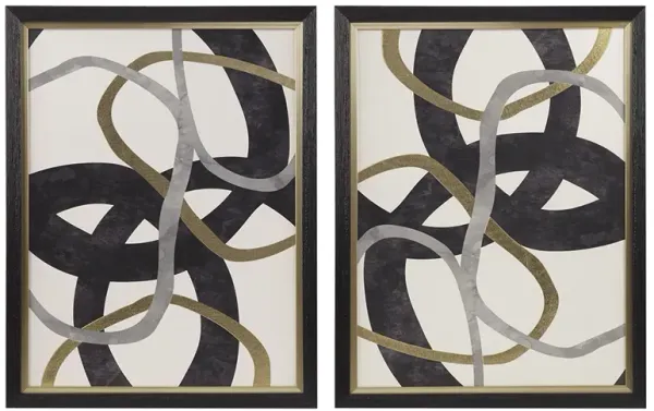 Madison Park Moving Midas Foil Abstract 2-Piece Framed Canvas Wall Art Set