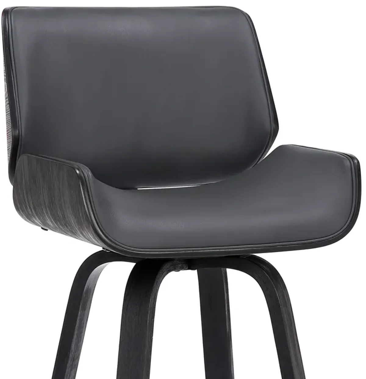 Tyler 26" Counter Height Swivel Grey Faux Leather and Black Wood Bar Stool