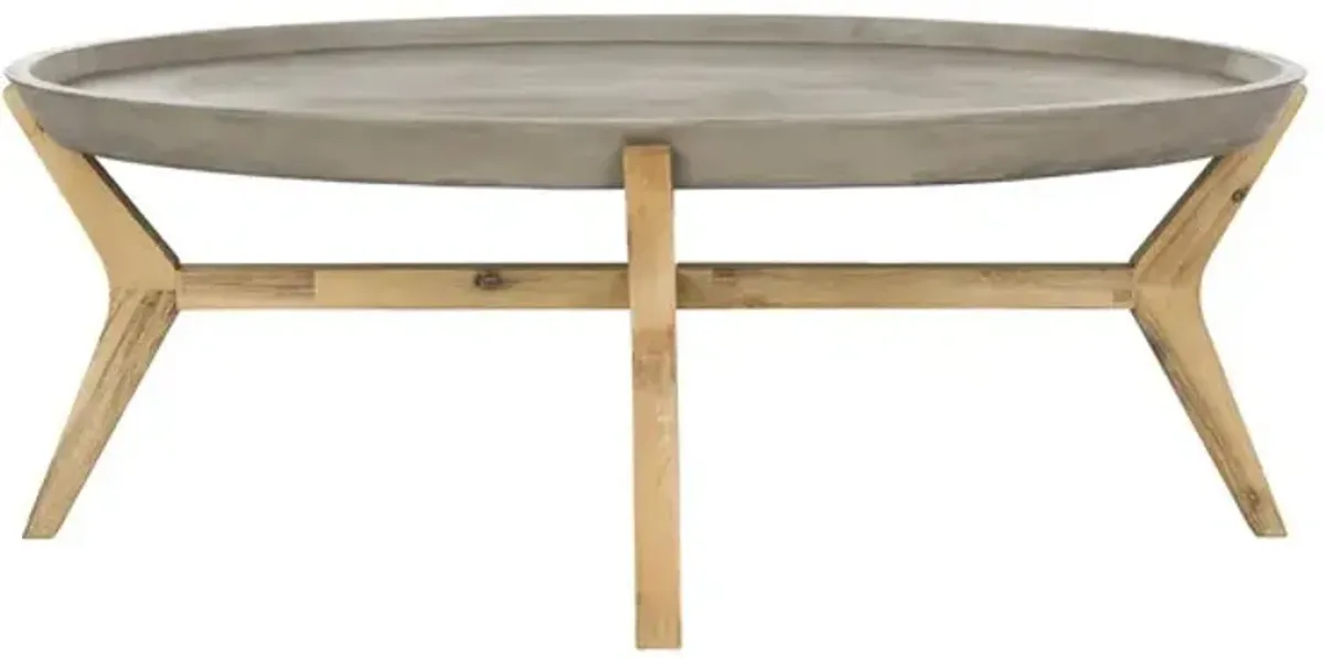 Hadwin Indoor/Outdoor Modern Concrete Oval 31.5-Inch Dia Coffee Table