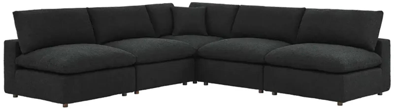 Commix Down Filled Overstuffed Boucle Fabric 5-Piece Sectional Sofa