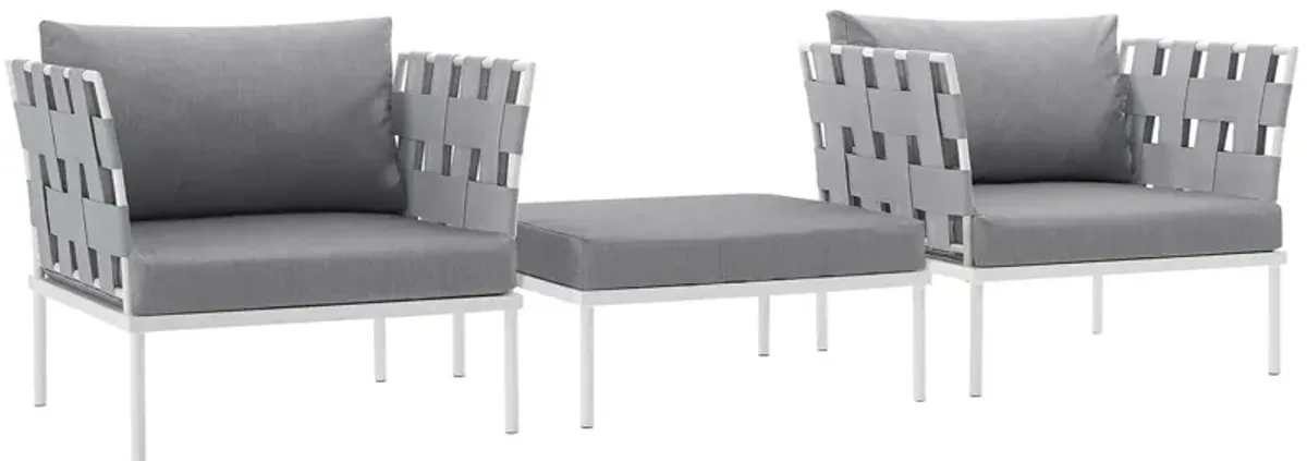 Harmony 3 Piece Outdoor Patio Aluminum Sectional Sofa Set