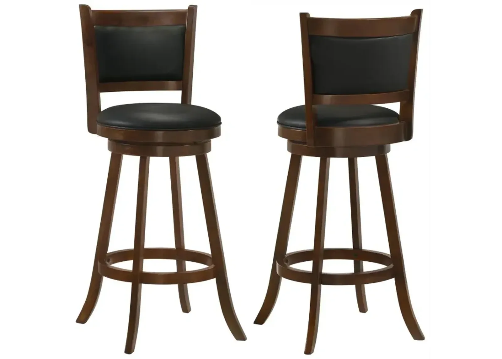 Broxton Upholstered Swivel Bar Stools Chestnut and Black (Set of 2)