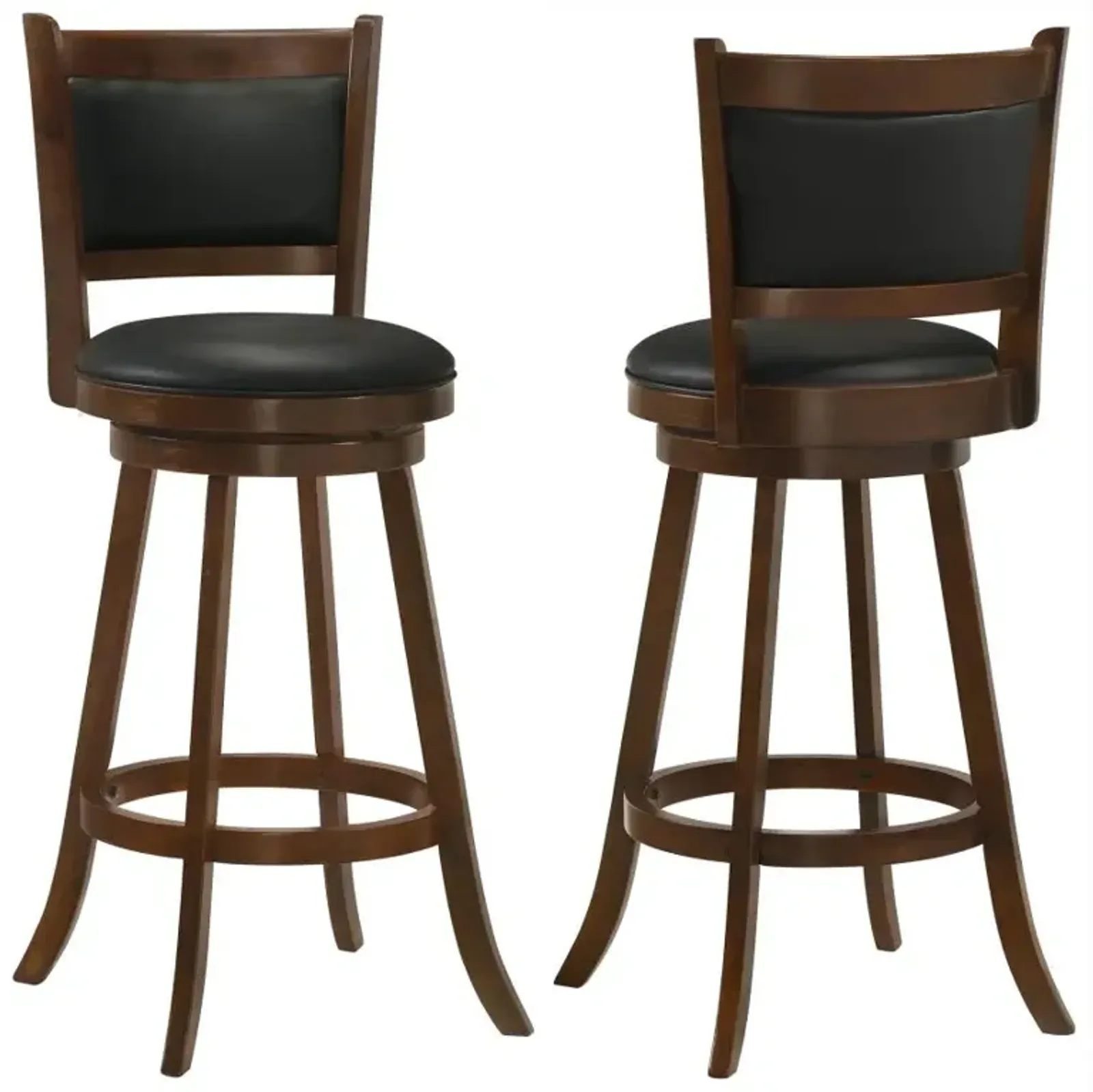 Broxton Upholstered Swivel Bar Stools Chestnut and Black (Set of 2)