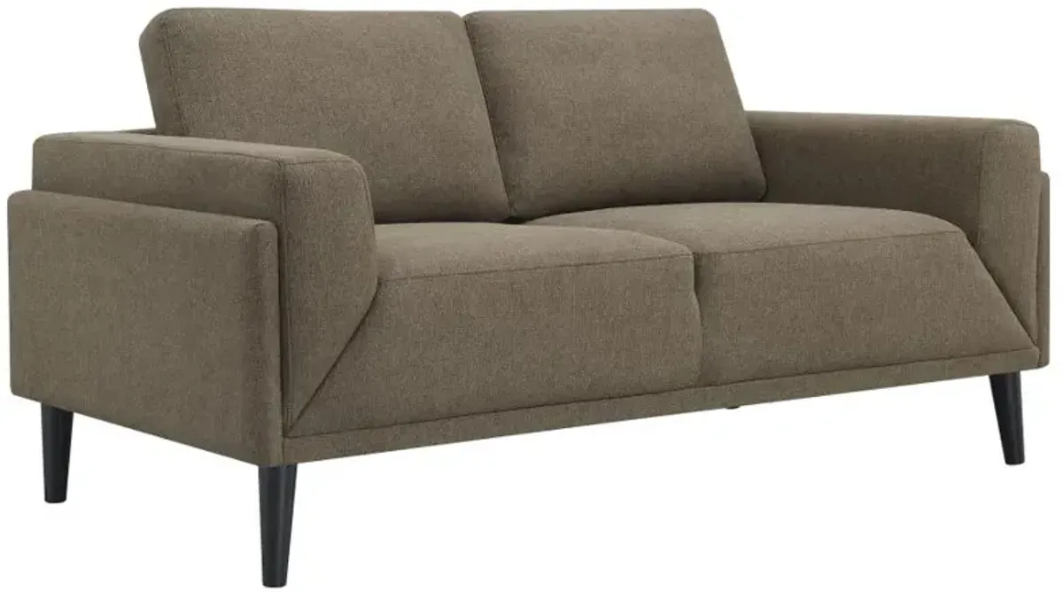 Rilynn 2-piece Upholstered Track Arms Sofa Set Brown