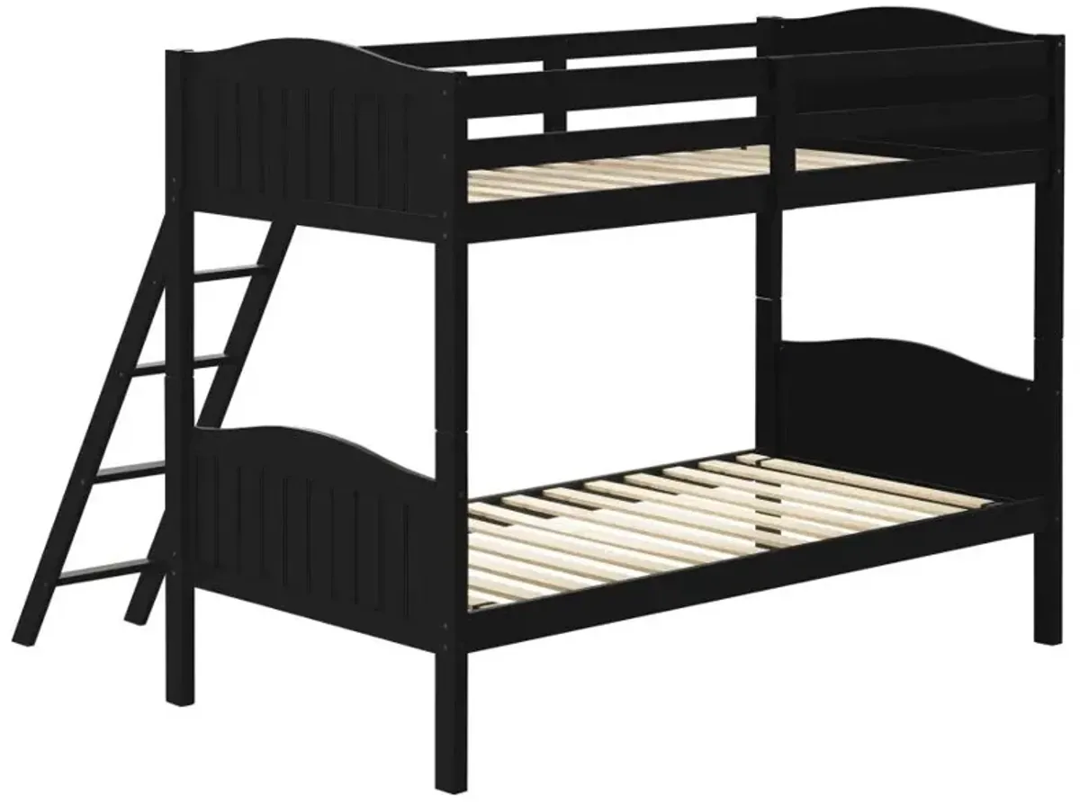 Arlo Twin Over Twin Bunk Bed with Ladder Black