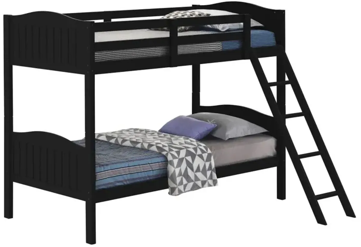 Arlo Twin Over Twin Bunk Bed with Ladder Black